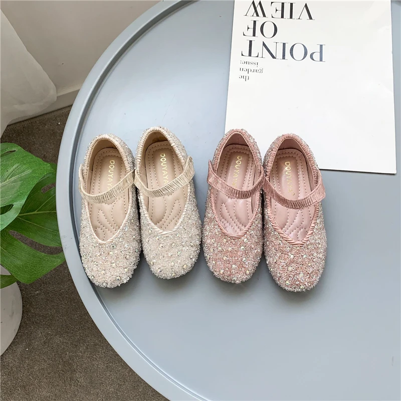 

Новое платье для девочек с украшением в виде кристаллов; Весенне-осенние туфли; Кожаные туфли для детей платье принцессы с мягкой подошвой; ...