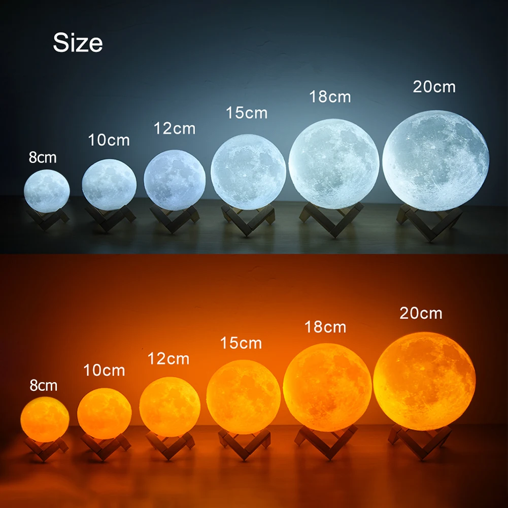 

LED Night Light 3D Print Moon Lamp Rechargeable Color Change 3D Light Touch Moon Lamp Children's Lights Night Lamp for Home