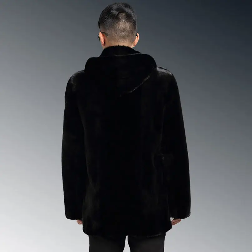 Мужская зимняя куртка 2020 с капюшоном из искусственного меха норки мужские