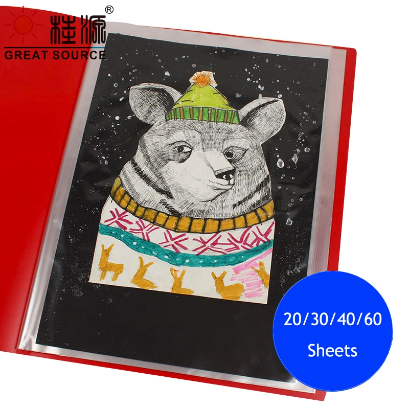 A2 Drawing Presentation Book 40 Transparent Pockets 4K Display Fancy Candy Color 575*475mm(22.64"*18.70") (1PC) | Канцтовары для
