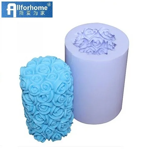 Allforhome Свадебные розы цилиндр Цветок Силиконовые свечи DIY Плесень мыло ручной работы ремесло DIY Плесень 3D свечи плесень