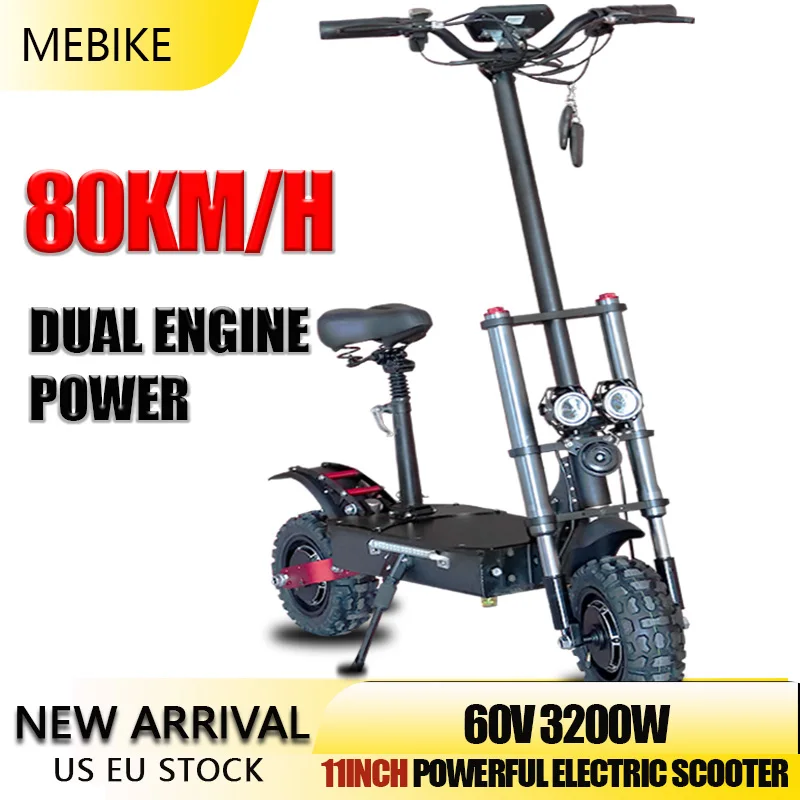 Billig 11inch 60V 3200W Erwachsenen Elektro Roller Mit Sest 110 KM Starke Leistungsfähige 70 Km/h Faltbare Off Road Tretroller Mit Disc Bremse