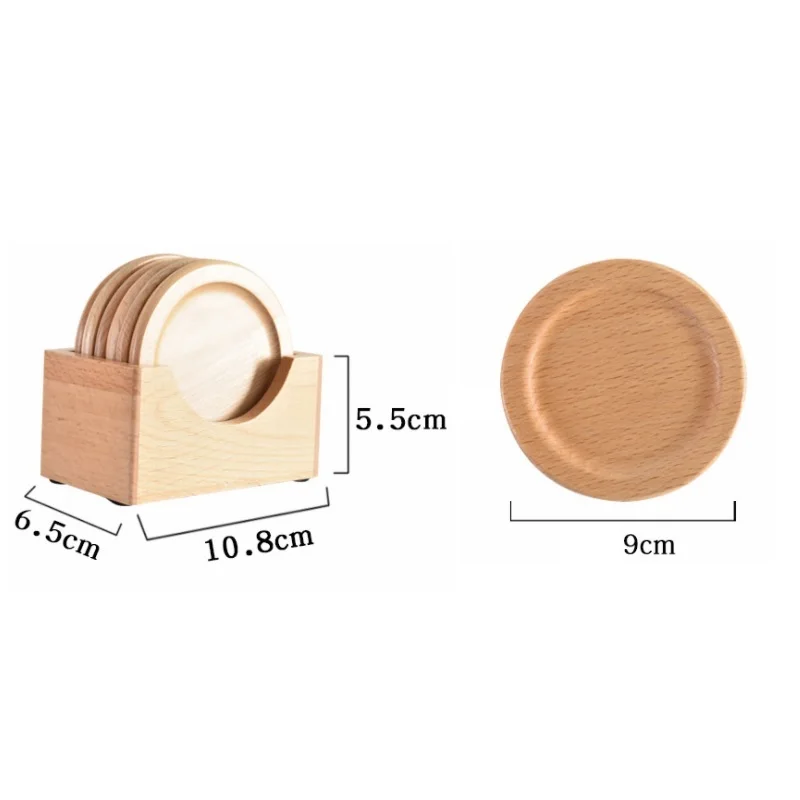 Набор из 10 деревянных подставок для чашек 6 шт. круглых антибликовый