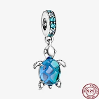 2020 new 925 sterling silver charm summer blue turtle pendant fit pandora women bracelet necklace diy jewelry