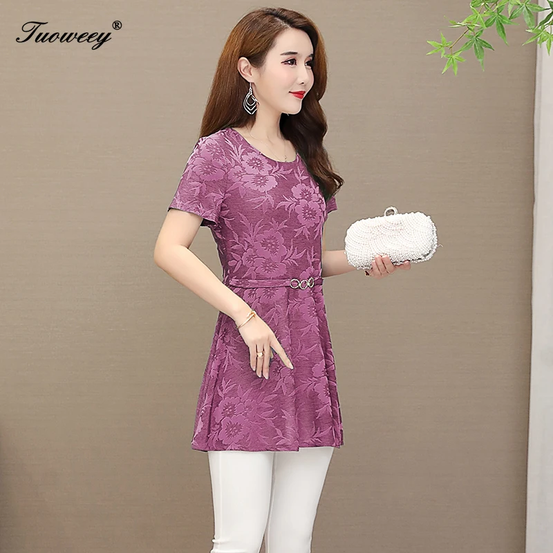 

Short Sleeve Women's Shirts O Neck Floral Printed Casual blusas Long Tops Flower Fitness Women Top summer Plus Size 5XL