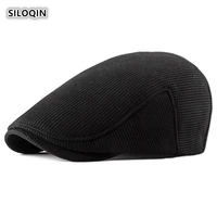 siloqin beret for women autumn winter trend fashion knitting berets leisure retro adjustable motion tongue cap men brand berets