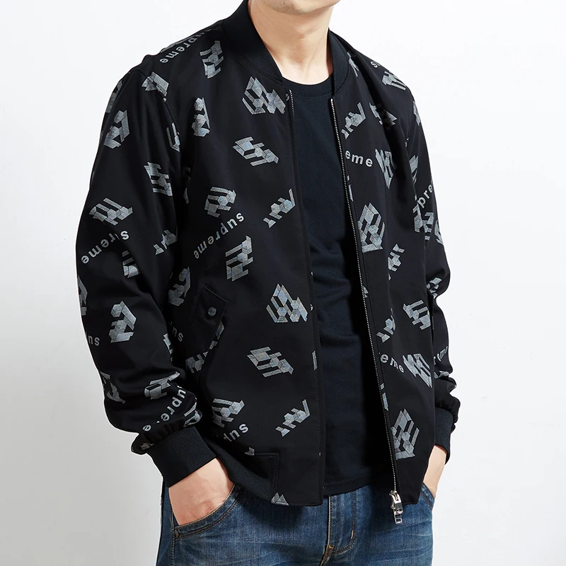 New Arrival Spring Autumn Men's Jackets print Fashion Coats Male Casual Slim Stand Collar Print Bomber Jacket Men Overcoat 8XL | Мужская