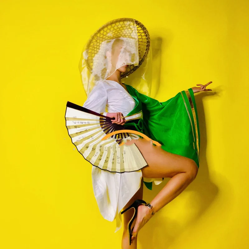 

Pole Dance Clothing For Women Adult Nightclub Party Chinese Style Cosplay Stage Performance Green Clothes Rave Outfits DWY6078