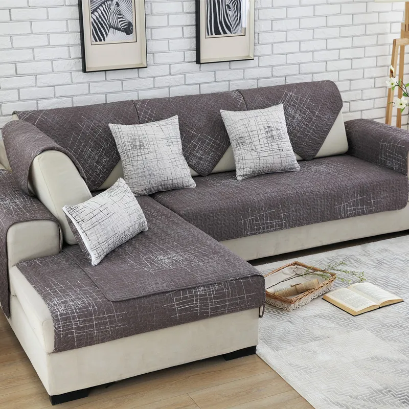 

Elegant Linen Cotton Sofa Cover Living Room Slipcover Sectional Corner Couch Cover One Piece Armrest Sofa Towel Slip Resistant
