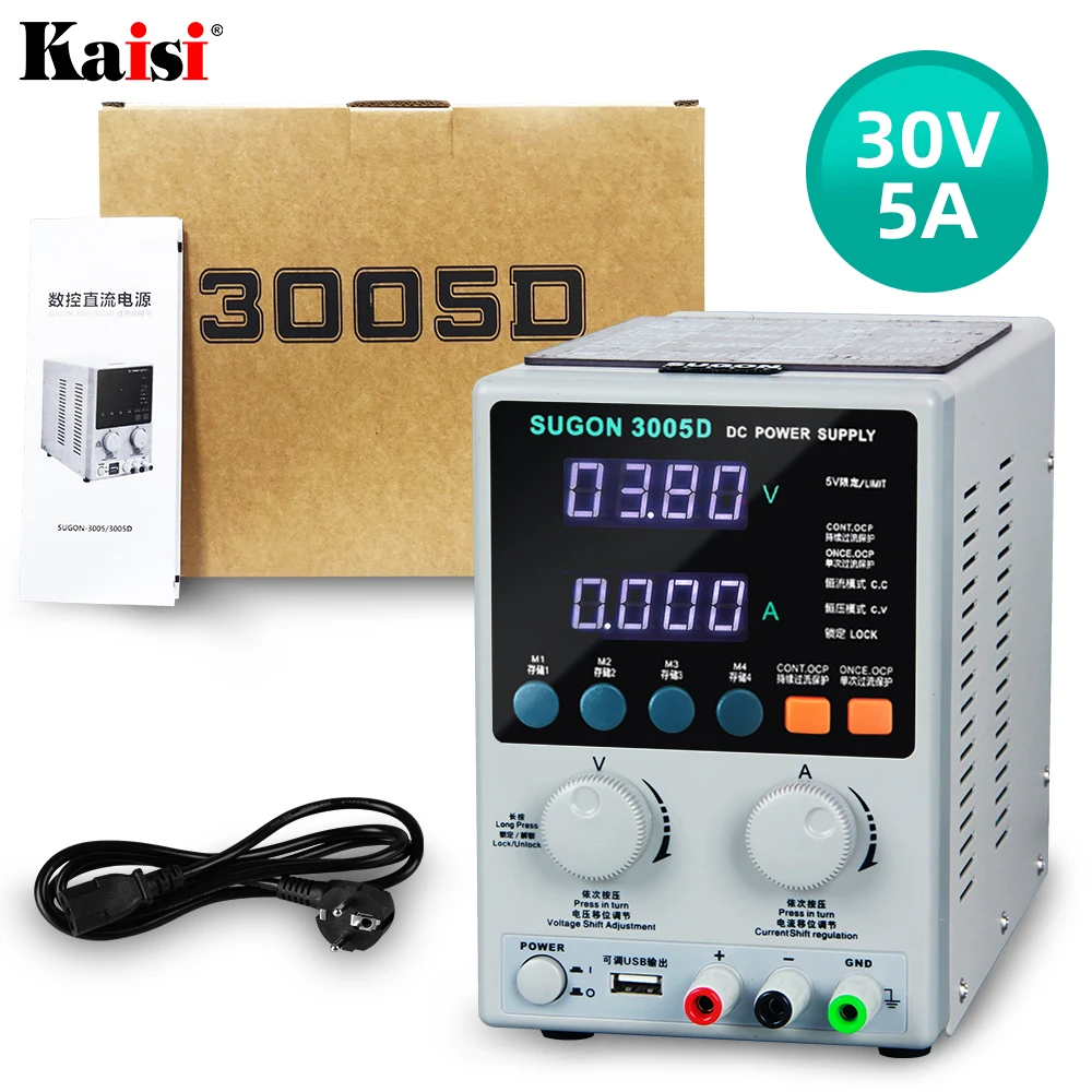 Sugon-fonte de Alimentação 3005d 30v 5a dc Ajustável Exibição de Dígitos Fornecimento de Energia para Laboratório Regulador de Tensão de 220v para Reparo de Telefone Reguladores de tensão/estabilizadores