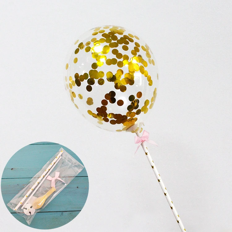 1 шт. 5 дюймовый воздушный шар Конфетти украшение для торта с бумажной соломенной