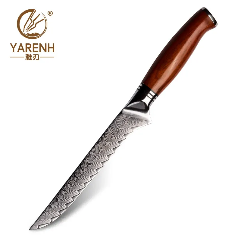 

YARENH 6 Inch Boning Knife Ultra Sharp Pro Kitchen Knives 73 Layers Japanese Damascus Stainless Steel with Dalbergia Wood Handle