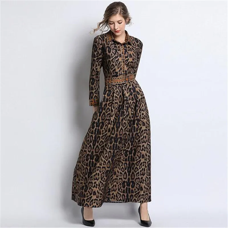 Женское облегающее платье с отложным воротником элегантное офисное леопардовым