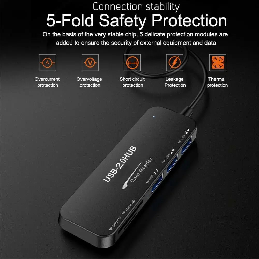 

TYPE-C to multi-interface 2.0 HUB hub 3-port USB splitter hub card converter extender TF/DS L0C4