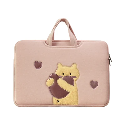 

Bear Print Plush Ipad Sleeve Ipad Handbag Tablet Case Laptop Storage Bag for Mac Ipad Pro 9.7 11 13Inch Protective Cover 2021