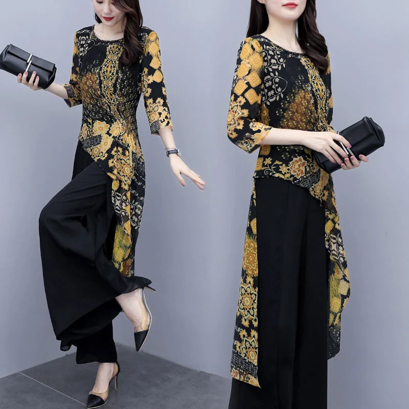 Женские комплекты из двух предметов новинка весны-лета 2021 шифоновый топ с