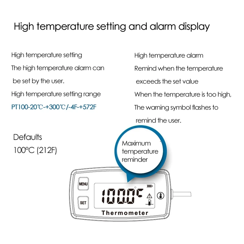 Digital LCD Engine Temperature Gaugeover-Temperature Alert Green Backlight Display For Generator Motorcycle Dirtbike ATV |