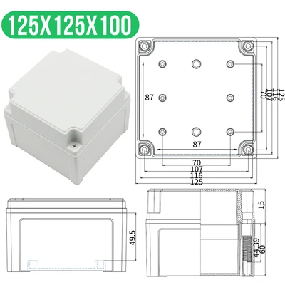 125x125x100mm(LxWxH) Высококачественная Водонепроницаемая электрическая распределительная коробка серии AG, IP67, ABS пластик, RoHS, чехол для корпуса, наружная распределительная коробка - Цвет: 125x125x100mm(LxWxH)