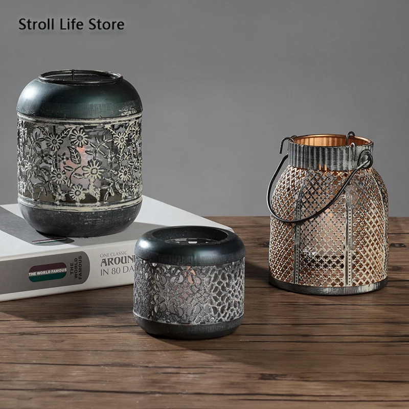 Скандинавский старый ретро подсвечник металлический геометрический креативный