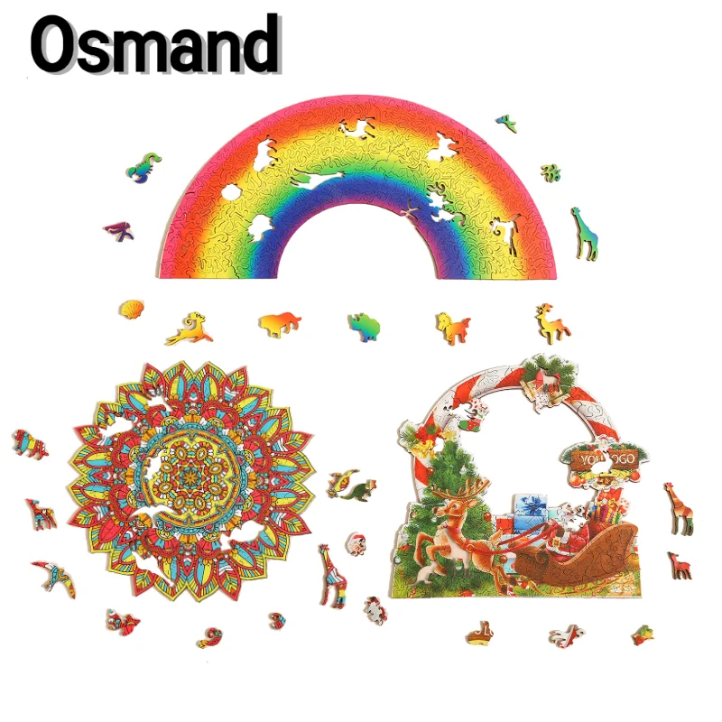 Деревянный пазл красочные рождественские радужные цветы пазлы доска набор
