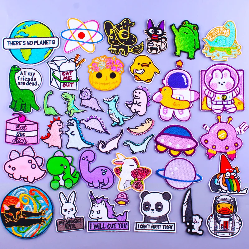 

Cartoon Iron On Patches For Clothing Stickers Space UFO Patch Applique Clothing Thermoadhesive Patches On Clothes Animals Badges