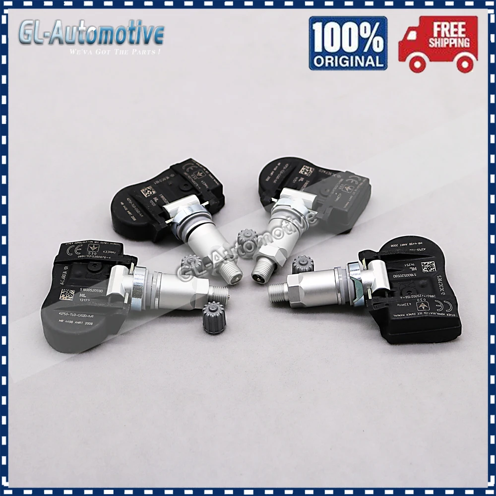 Набор (4) датчиков давления в шинах TPMS 42753-TL0-G520-M1 для Honda Accord Crosstour Jazz Qoros 3 42753 TL0 G520 M1 433 МГц
