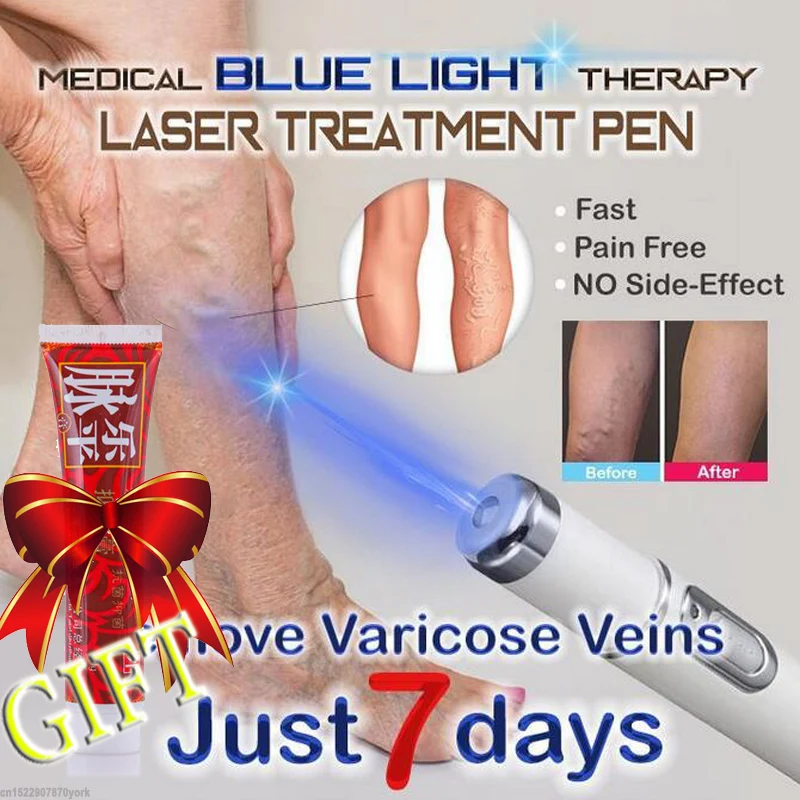 

1pc Medical Blue Light Therapy Laser Pen add 1Pc Varicose Veins Treatment Cream Soft Scar Wrinkle Removal Treatment Just 7 Days