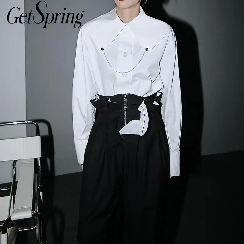 Getspring женская рубашка с длинным рукавом хлопковые белые женские блузки рубашки
