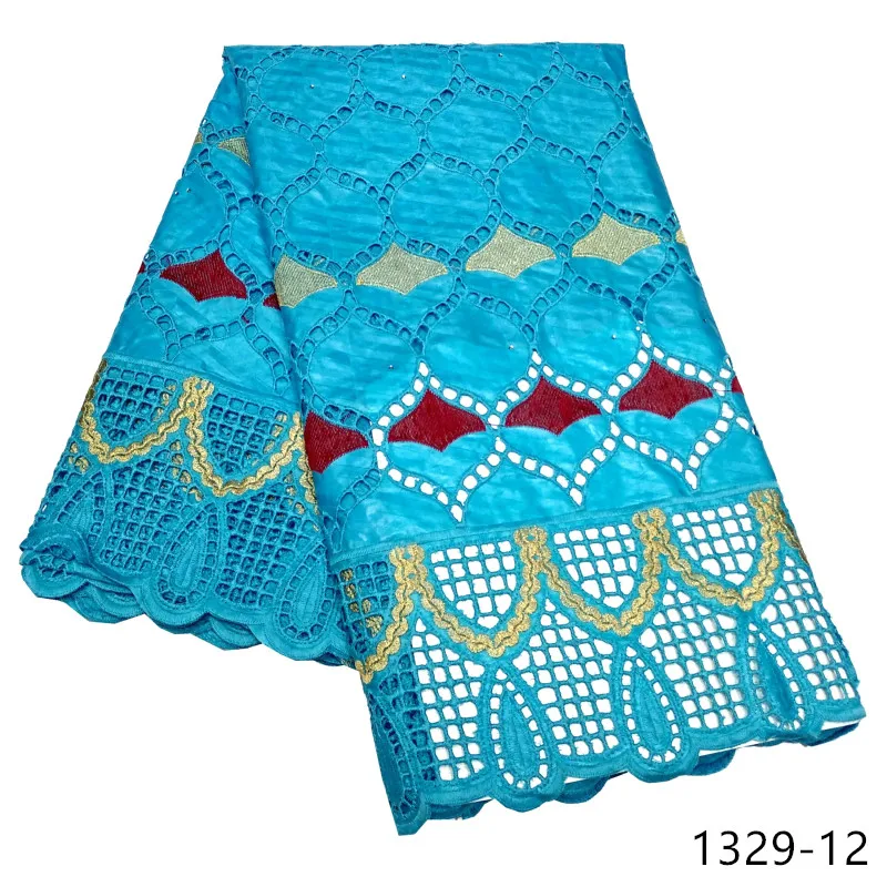 

African Bazin riche Fabric with Brode 2021 Latest Fashion Swiss Voile Cotton Embroidery Bazin Lace Fabric French Net Lace 1329