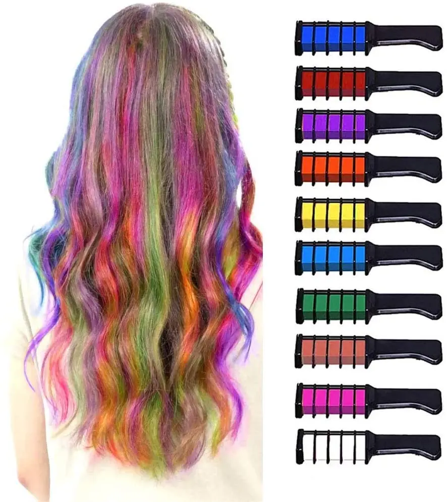 

10PCS Hair Chalk for Kids, Hair Colorations, Hair Chalk Comb, Washable Hair Chalk Pens Safe for Kids, Teen for Carnival,