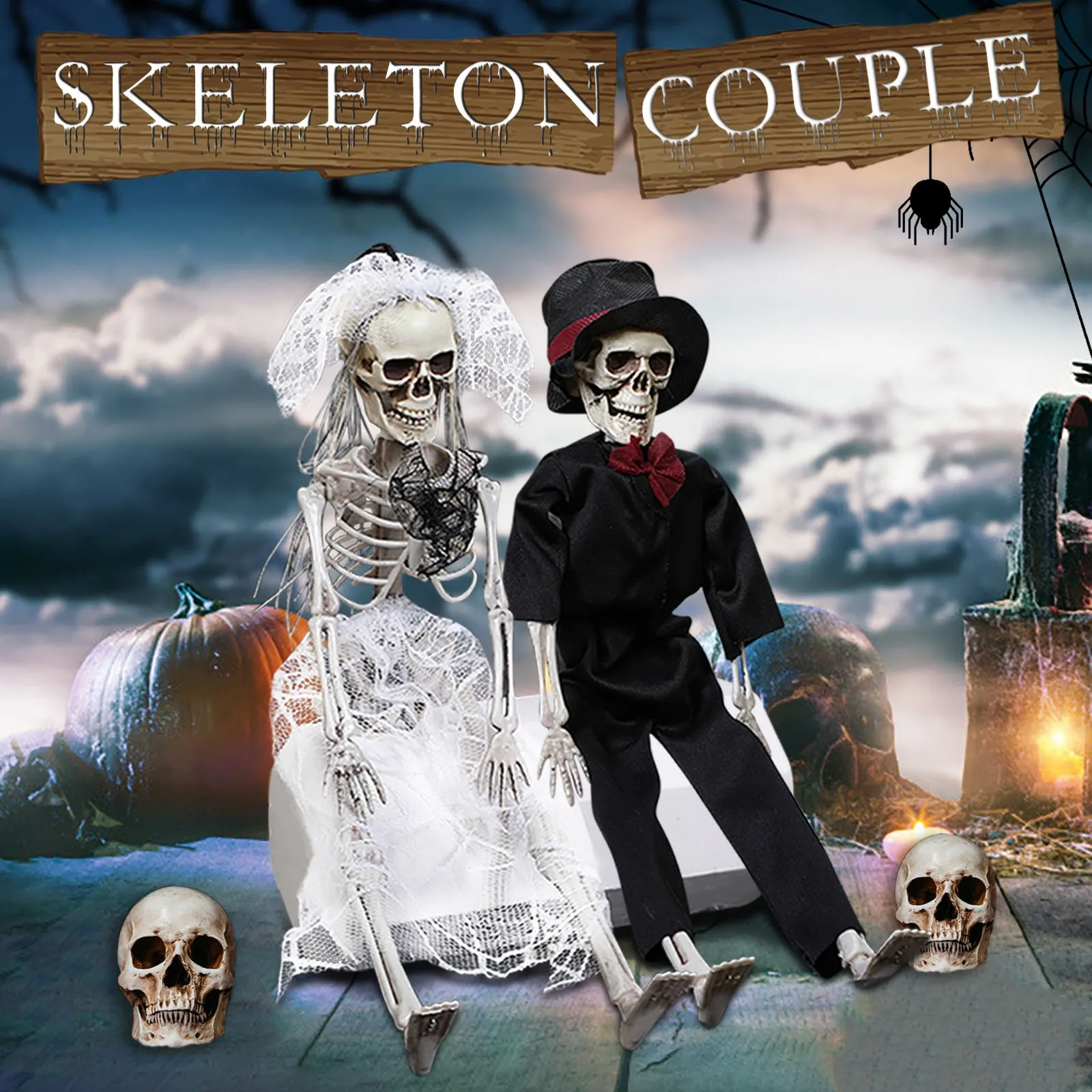 

Halloween decoration props horror simulation human couple skeleton skeleton for Halloween ornament decoration