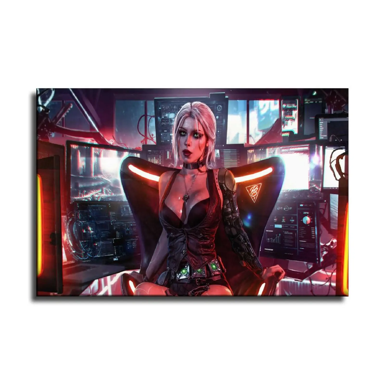 Девушка игра ведьмак киберпанк холст художественный плакат и настенный принт