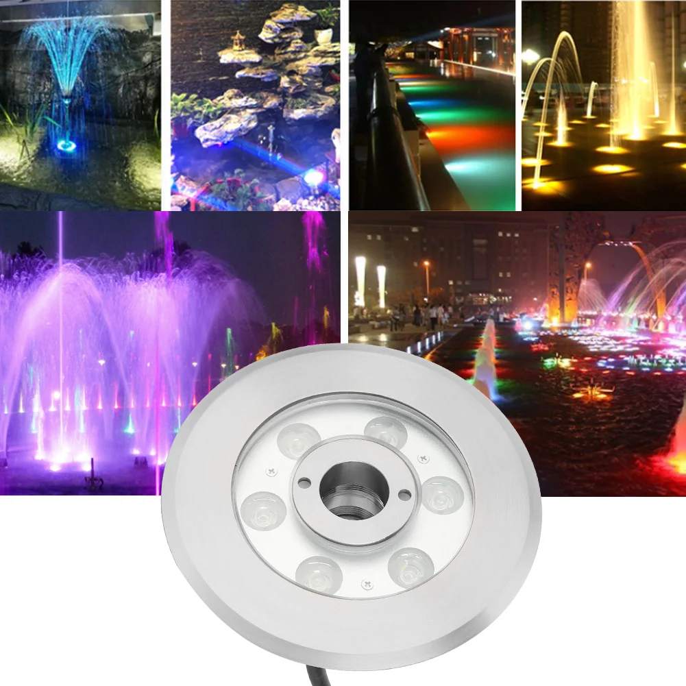 

AC12V LED Underwater Lamp IP68 Waterproof Pool Light for Fountain Swimming Pool 6W Colorful