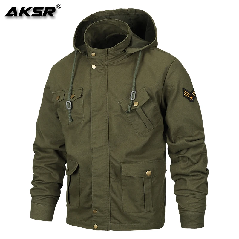 AKSR, мужская уличная куртка, ветровки, camarras Para Hombre, военная куртка, ткань, удобная, мягкая, дышащая и гибкая - Цвет: Army Green