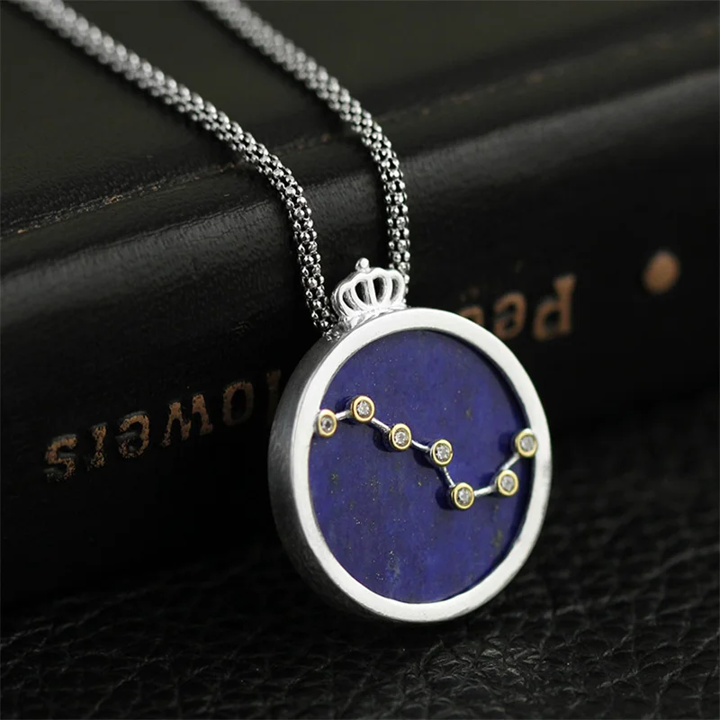 Инатура серебро 925 пробы лазурит королева корона кулон ожерелье для женщин