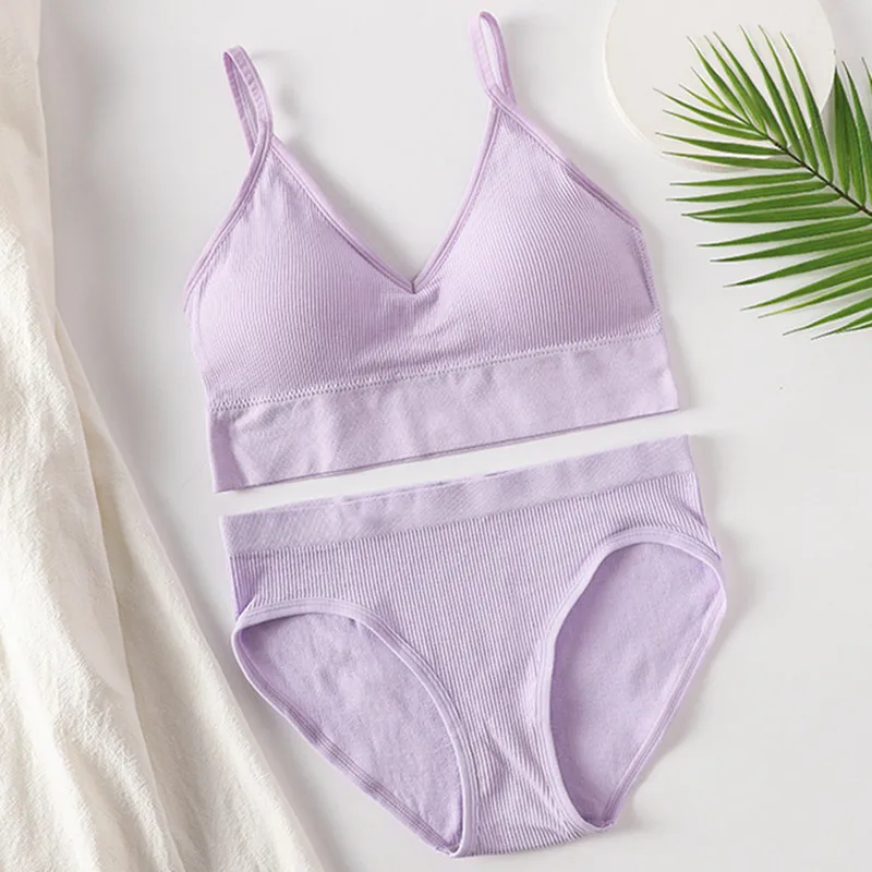 Women Bra and Panties Set Low Back Seamless Sexy Lingerie Backless Brassieres Female Crop Top Sport Underwear | Женская одежда