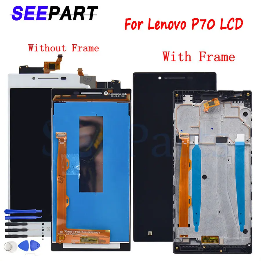 

For Lenovo P70 Display LCD Touch Screen Digitizer Assembly with Frame P70-A P70-T Replacement+Tools 5.0" For Lenovo P70 Display