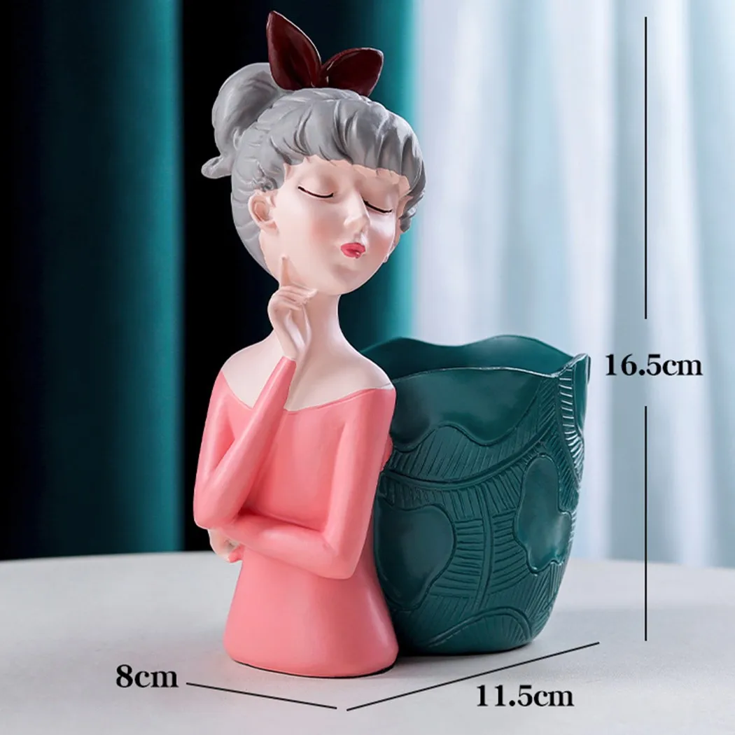 

Modern Girl Resin Storage Decoration Living Room Bedroom Desktop Storage Bucket Home Table Decor Storage Ornaments