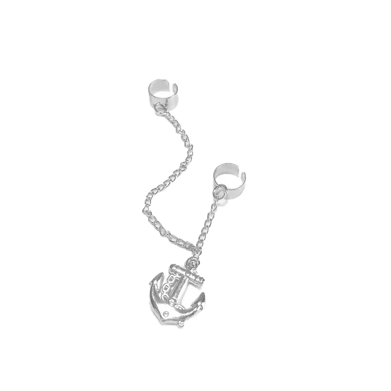 Gothic Earring Chain Anchor Love Butterfly Ear Cuff Wrap Clip on for 1 | Украшения и аксессуары