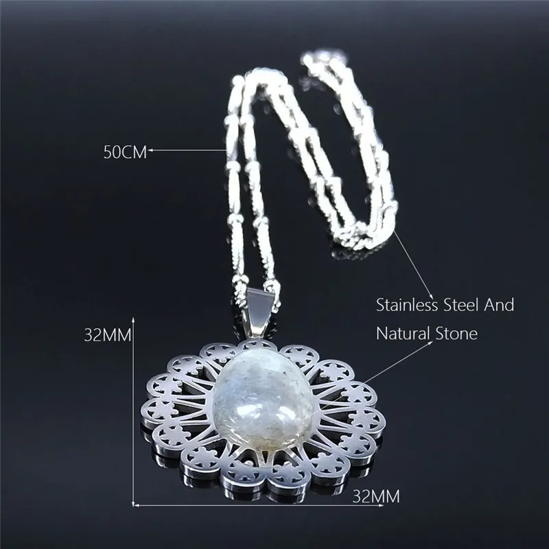 Цветок жизни из нержавеющей стали флэш камень шарма ожерелья для женщин