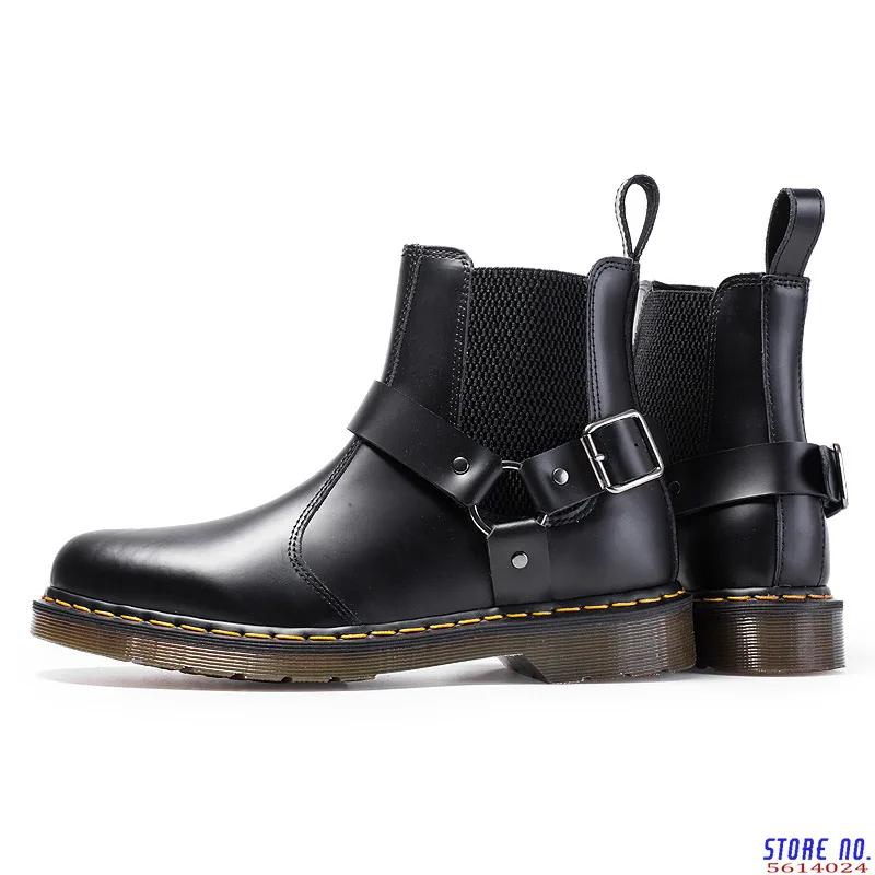 Men Cow Leather Boots Short Boot Big Size Slip-on Ankle Shoes Genuine Leather Boots Cross Buckle Strap Shoes For Ladies Zy3d
