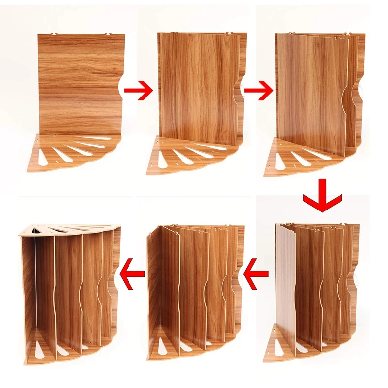 Органайзер для документов деревянный Веерообразный книжный сортировщик бумаги 5