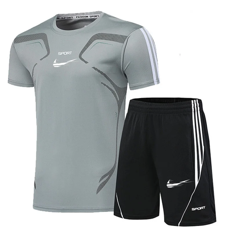

Men's Sportswear Summer Comfortable Breathable Quick-Drying Sportswear Two-Piece T-Shirt Shorts Brand Suit Track Suit M-5XL
