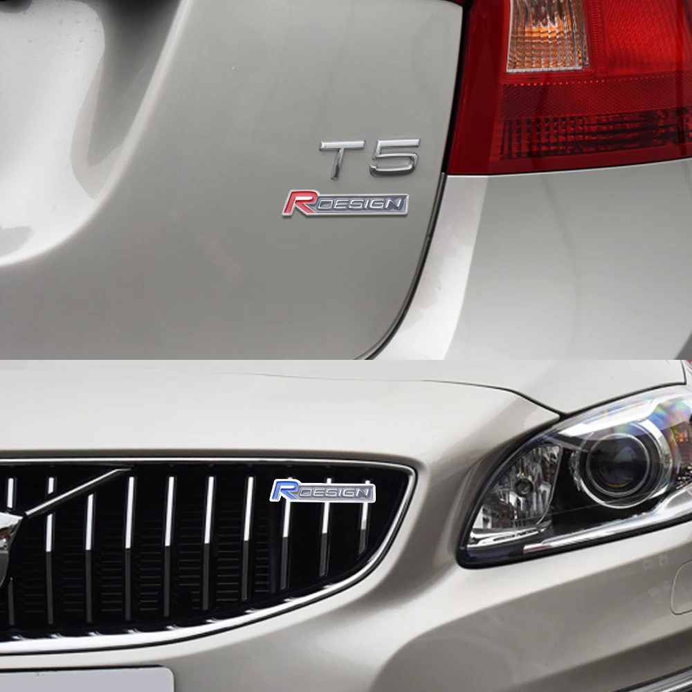 Car Styling 3D Rdesign Badge Front Grille Metal Alloy Decorative Body Rear Trunk Sticker For VOLVO S60 V60 S80 XC60 XC90 XC70 T6 |