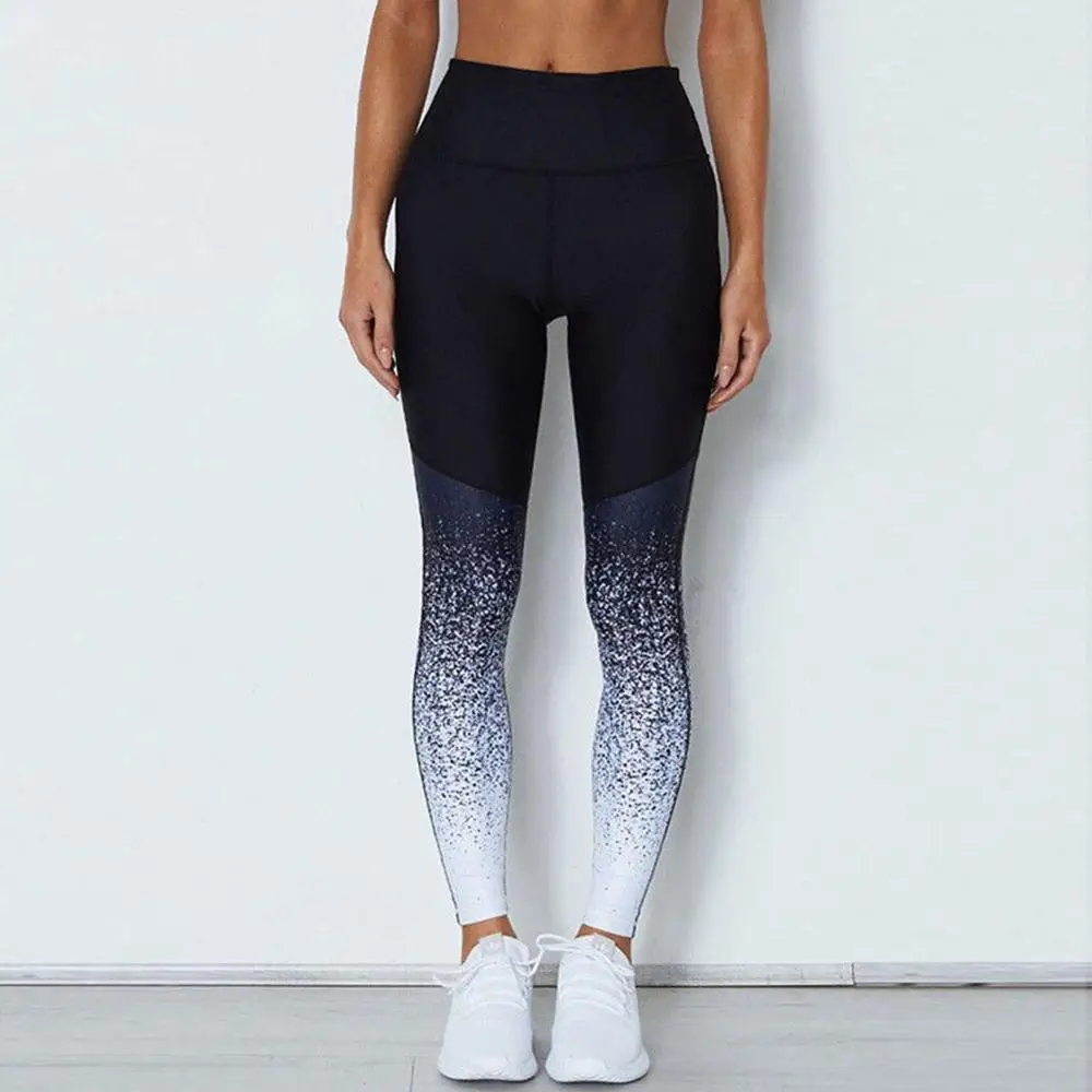 

JGS1996 Women Ombre Leggings Printed High Waisted Yoga Pants Woman Sport Leggings Training Tights Gym Fitness Leggings