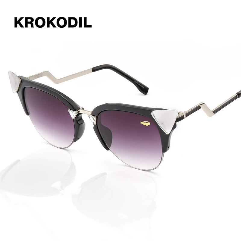 

Krokodil New Fashion Cat Eye Sunglasses Women White Frame Gradient Sun Glasses Driving UV400 Fashion Eyewear Box 97006