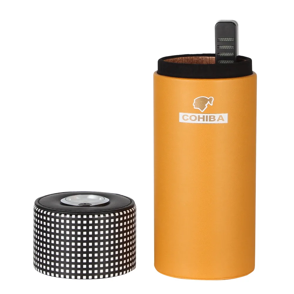 Сигарная трубка для путешествий Humidor коробка кожаный портативный чехол сигар