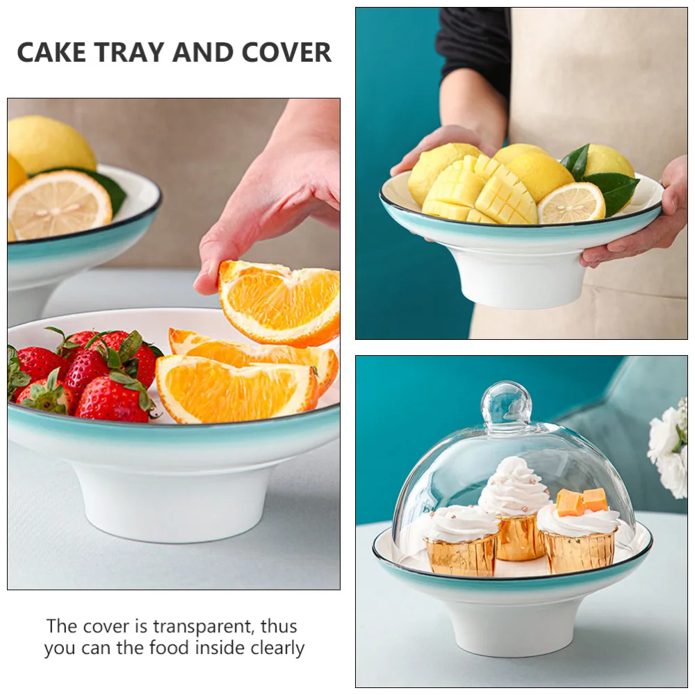 

1 Pc Chic Cake Tray Exquisite Fruit Tray Beautiful Cake Plate with Lid )