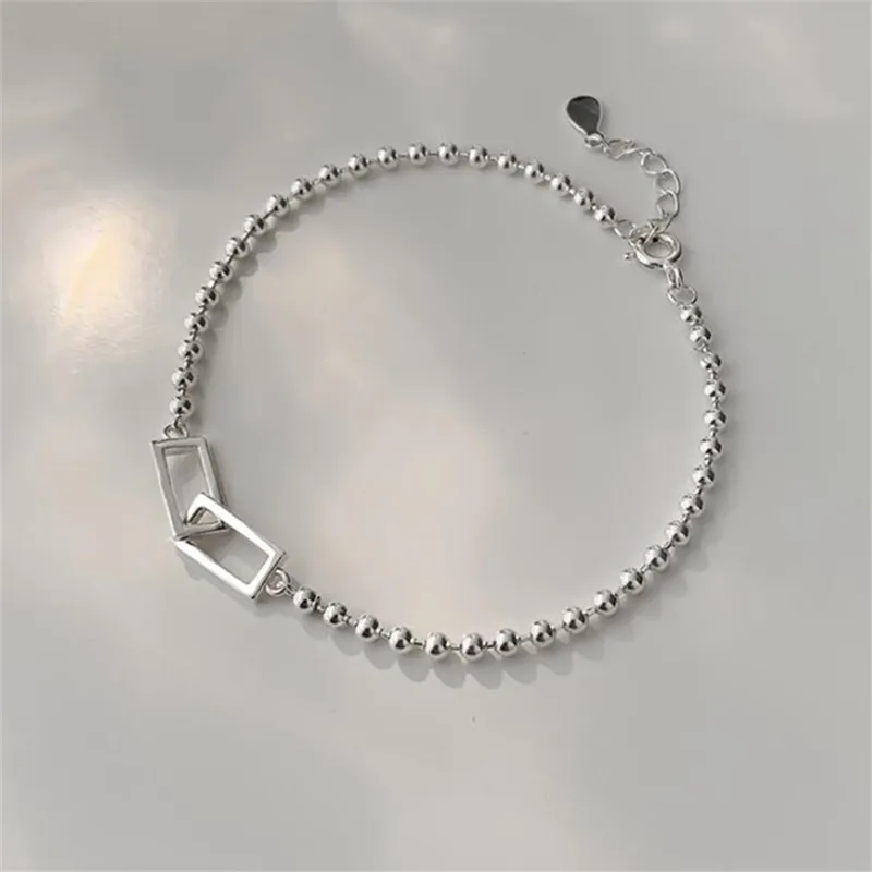 

925 Sterling Silver Square Charm Bracelet &Bangle For Women Party Fashion Jewelry Accessories SL377