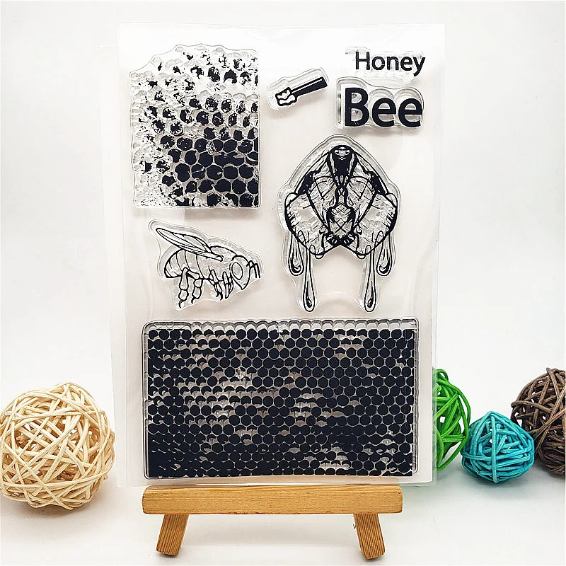 

Прозрачные штампы Bee Hive, прозрачная печать, 11x16 см, Силиконовая печать, ТПР, роликовые штампы для Хэллоуина